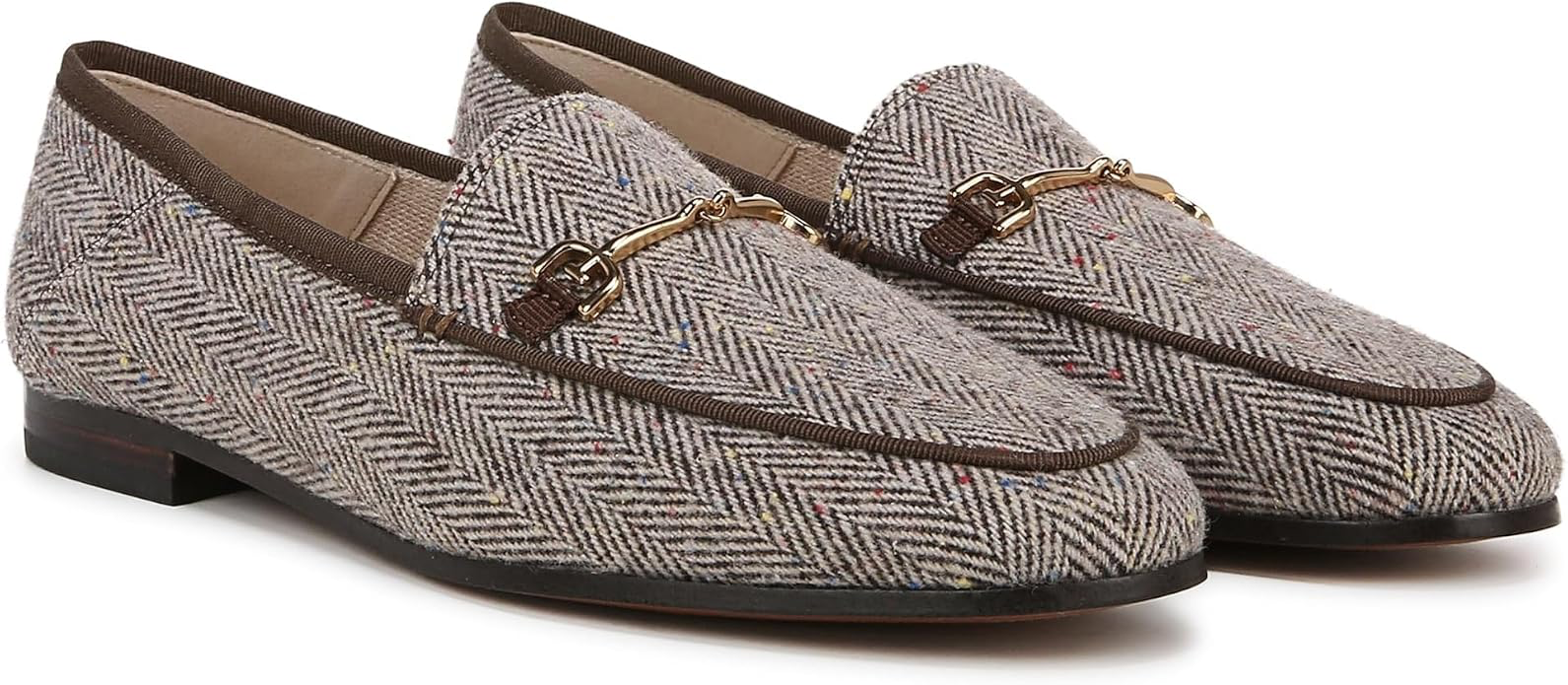 Women's Herringbone Loafers with Gold-Tone Bit