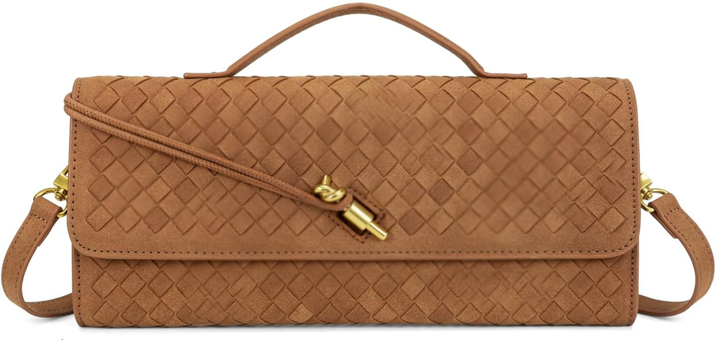 Women's Brown Woven Top-Handle Handbag